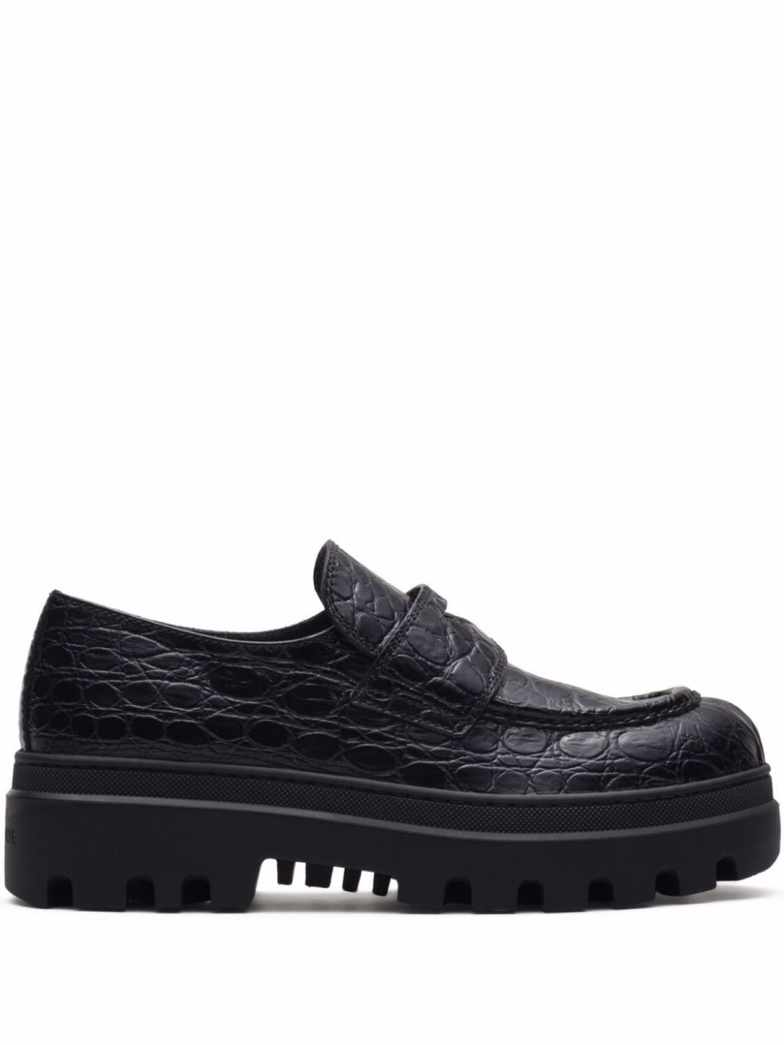Мокасины с тиснением под кожу крокодила Car Shoe, черный
