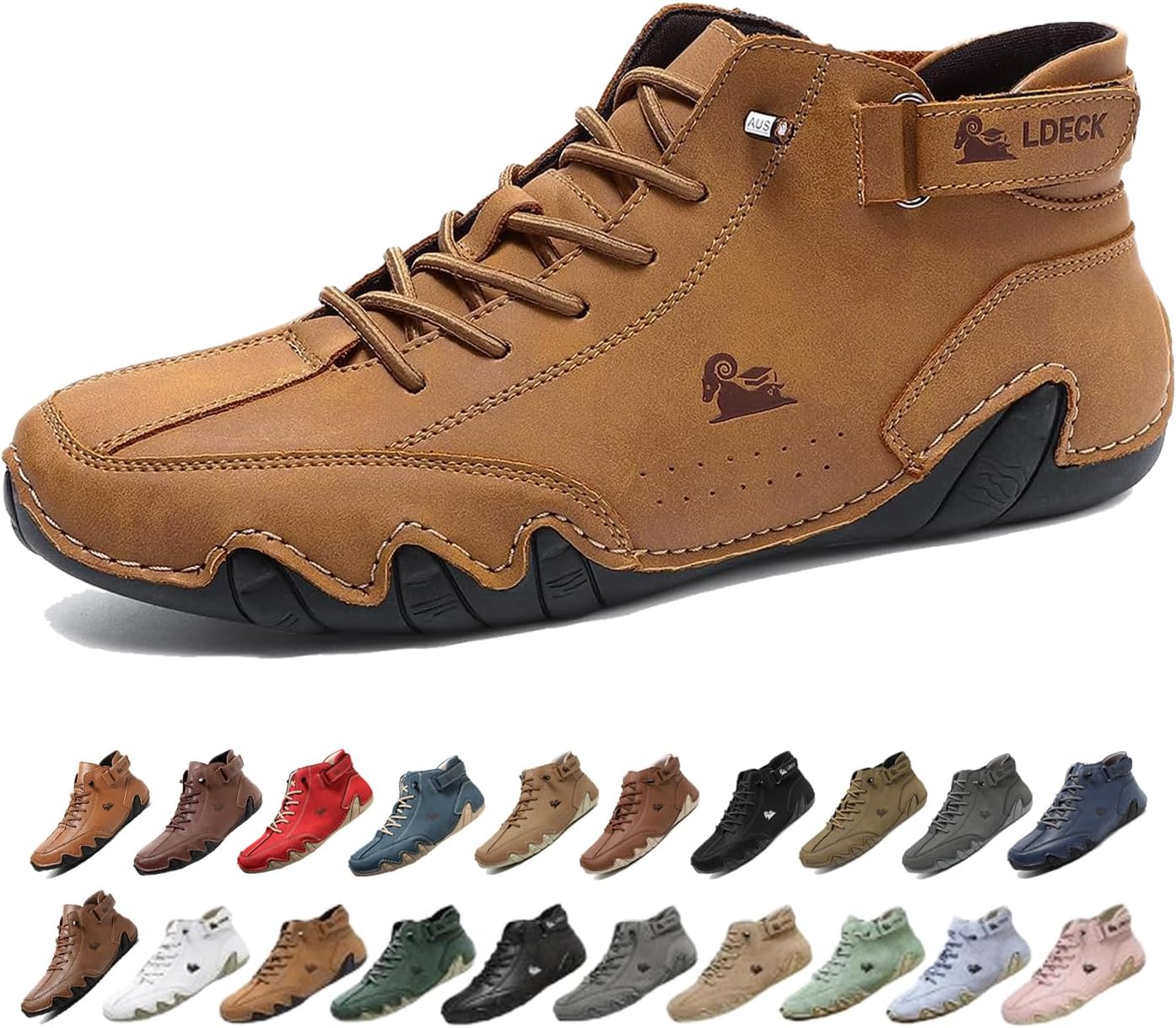 

Мужские водонепроницаемые дышащие высокие ботинки-чукка ручной работы, нескользящие, для походов, вождения, кемпинга, легкие босоножки на все сезоны Generic, светло-коричневый