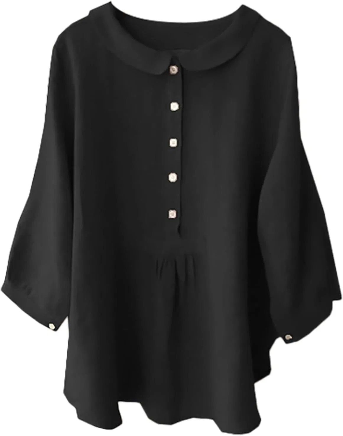 Блуза женская с воротником-стойкой, Vintage Women Shirt, черный