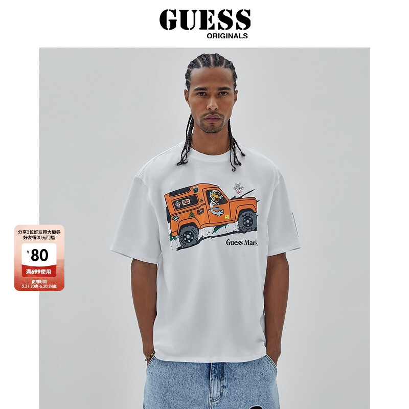 

Футболка мужская Guess Originals с мультяшным принтом, черный