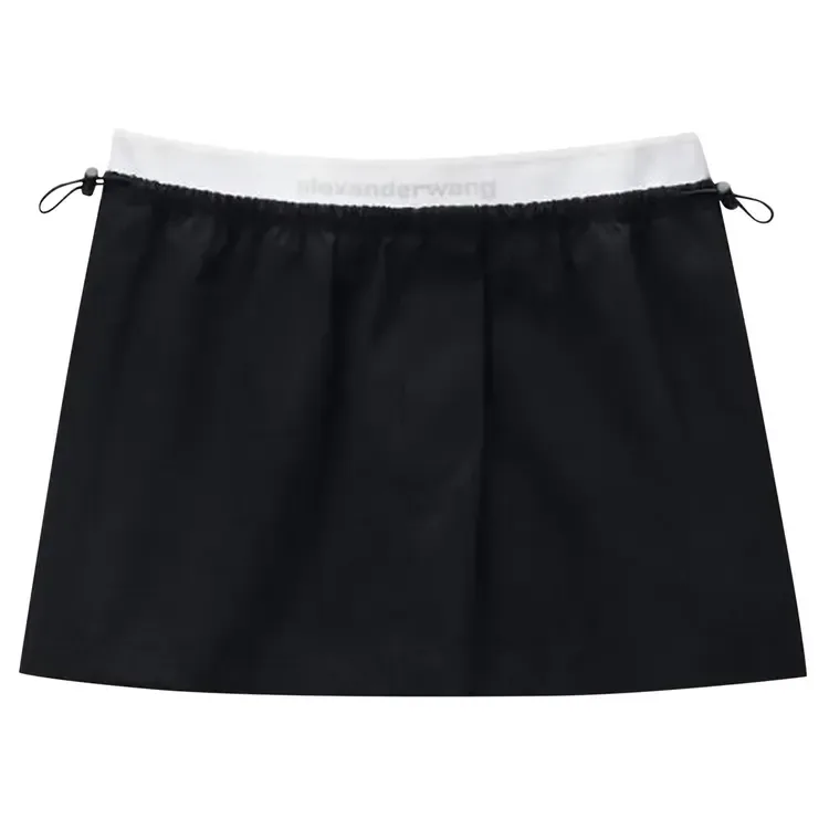 Мини-юбка Alexander Wang с завышенной талией, логотипом и эластичным поясом, черная