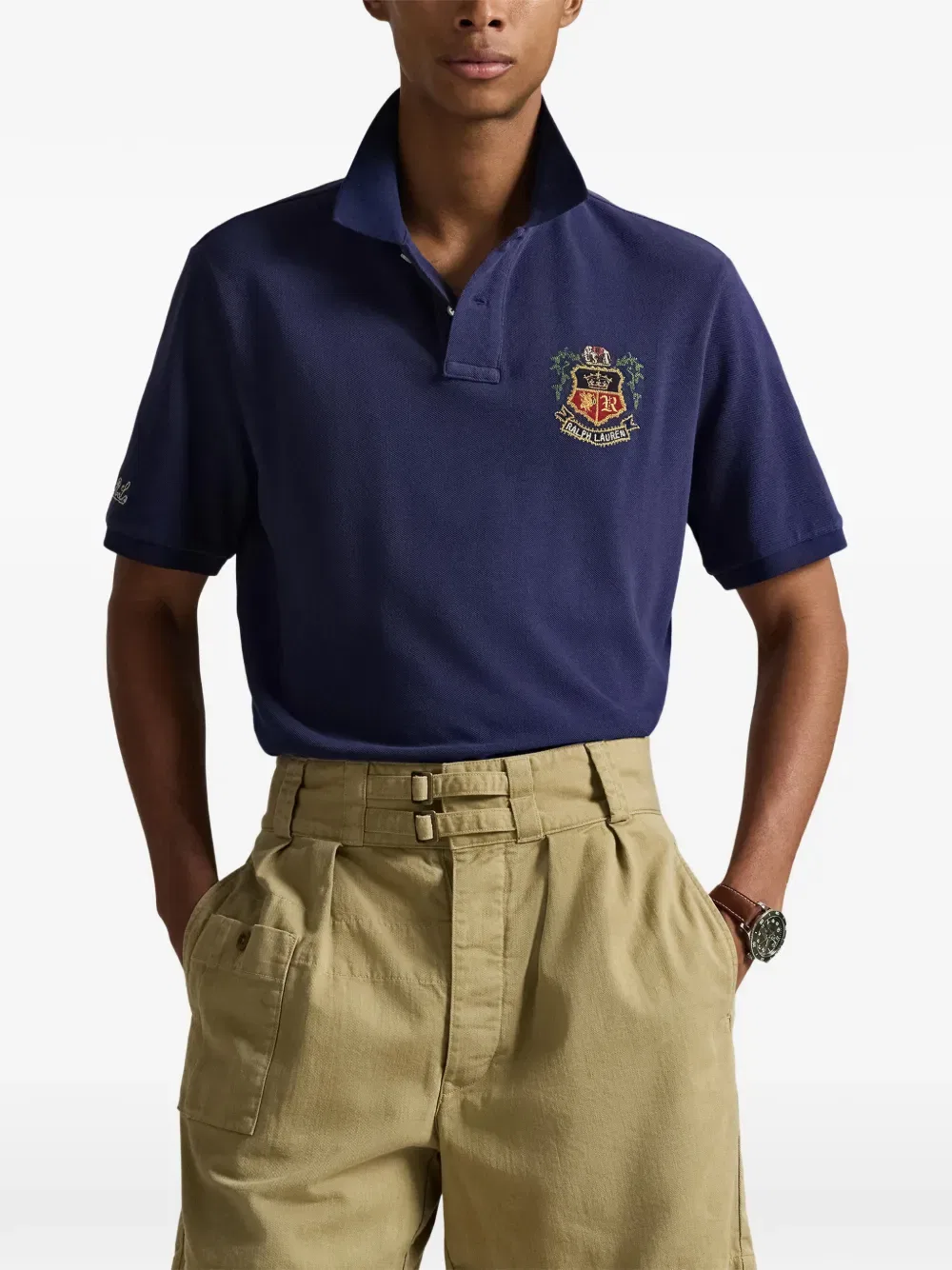 Поло-рубашка с вышитым гербом Polo Ralph Lauren, синий — фото 3