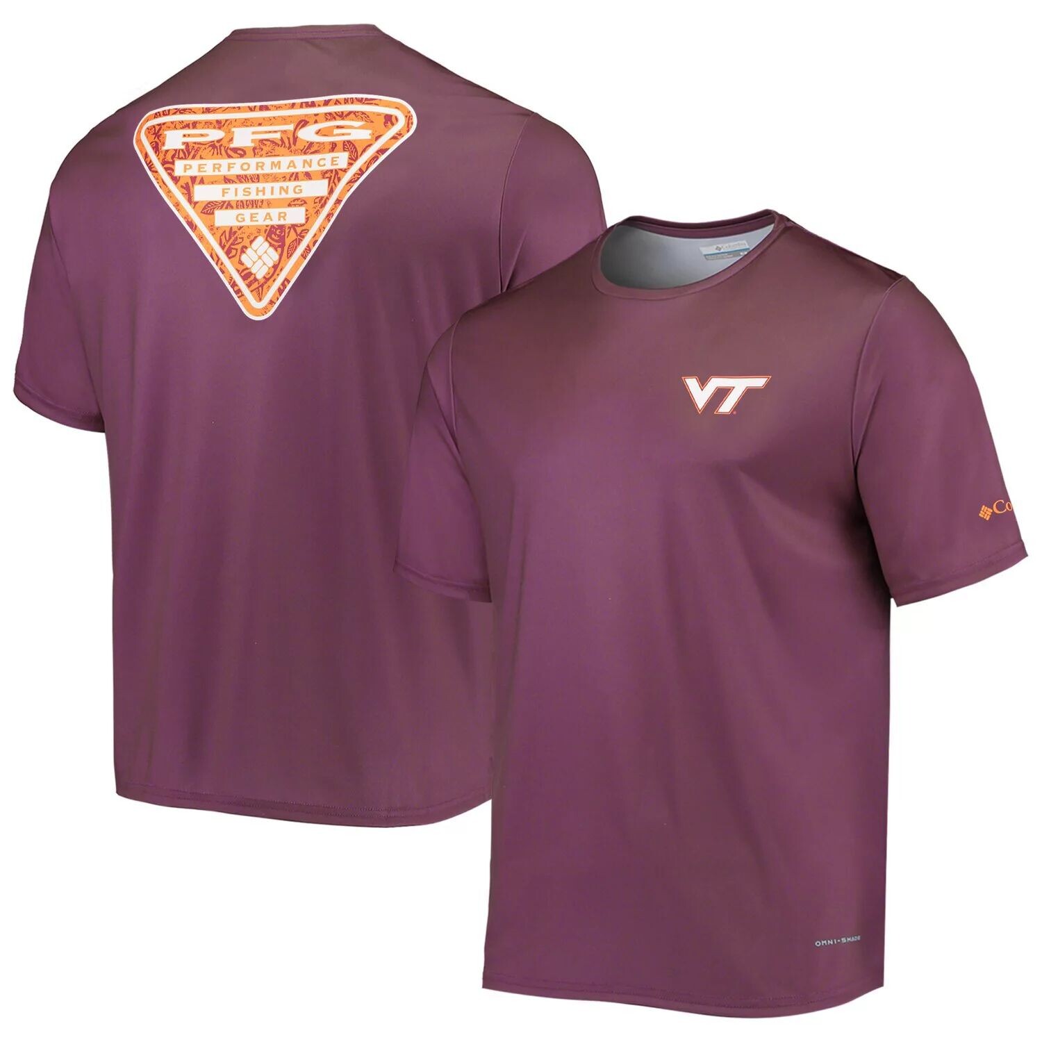 

Мужская футболка Columbia Maroon Virginia Tech Hokies Terminal Tackle Omni-Shade