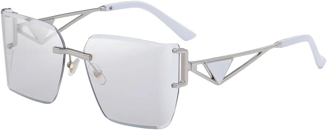 

Женские солнцезащитные очки без оправы: классические, модные, для использования на открытом воздухе, на пляже, для вечеринок, защита от УФ-излучения UV400 TVTBBVV, Silver