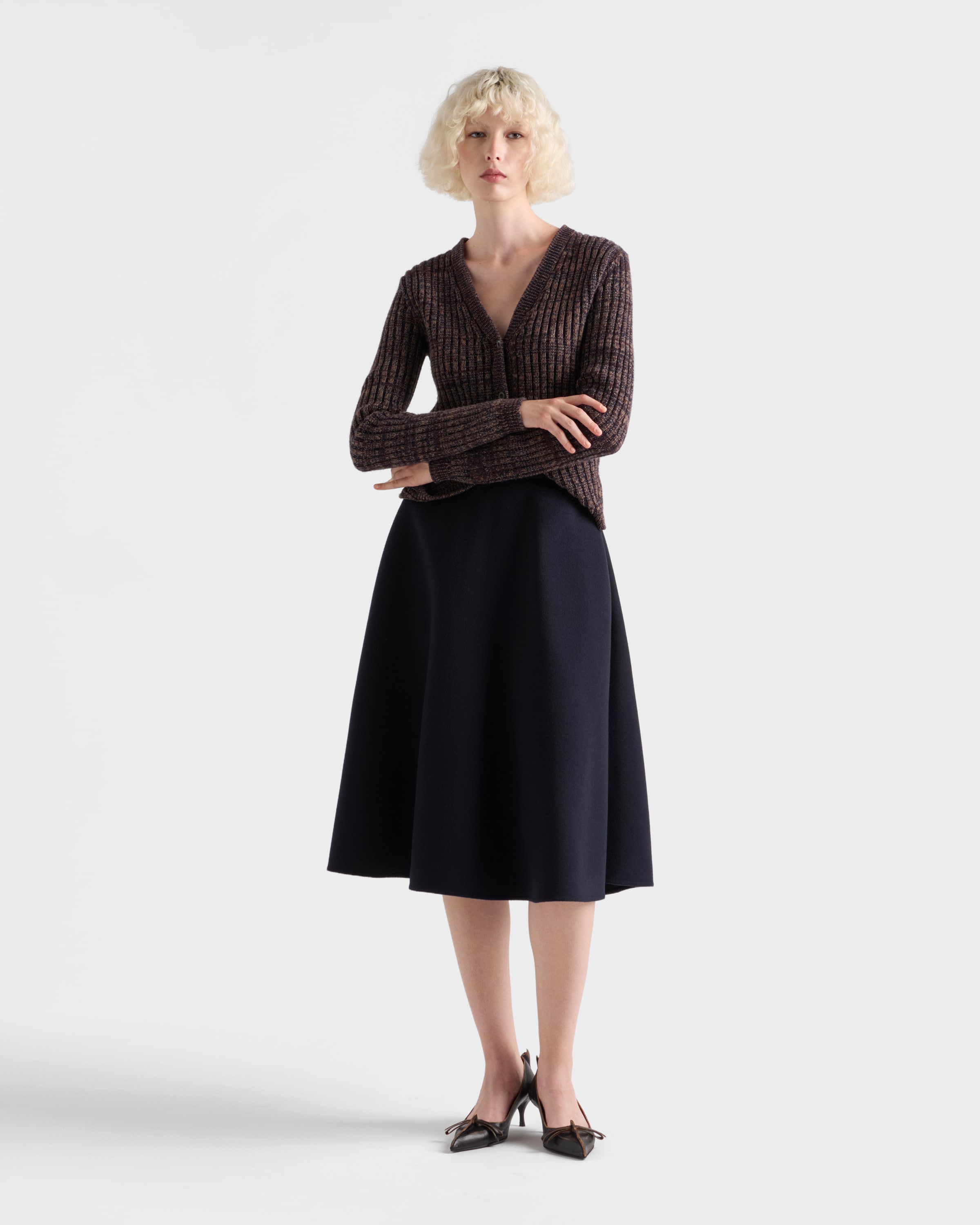 Юбка из легкого кашемира и шерсти Prada, синий — фото 2