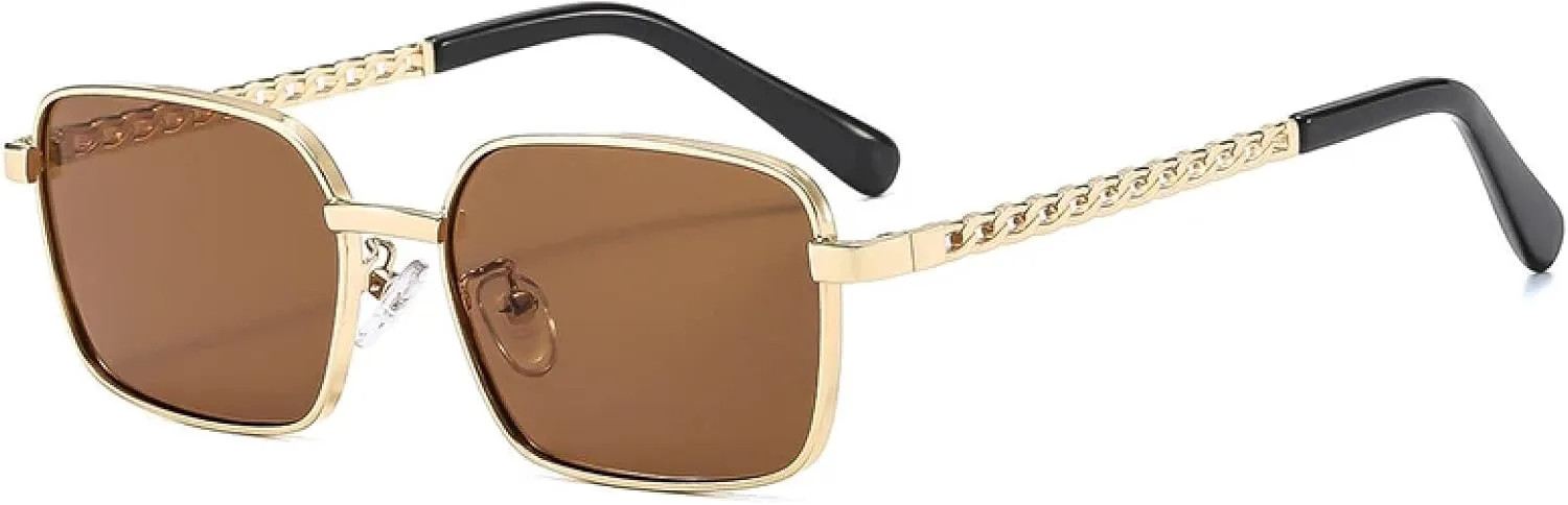 

Женские солнцезащитные очки в металлической оправе с прозрачными линзами Ocean, защита от УФ-излучения UV400; мужские солнцезащитные очки DSVIGF, Golden Tea