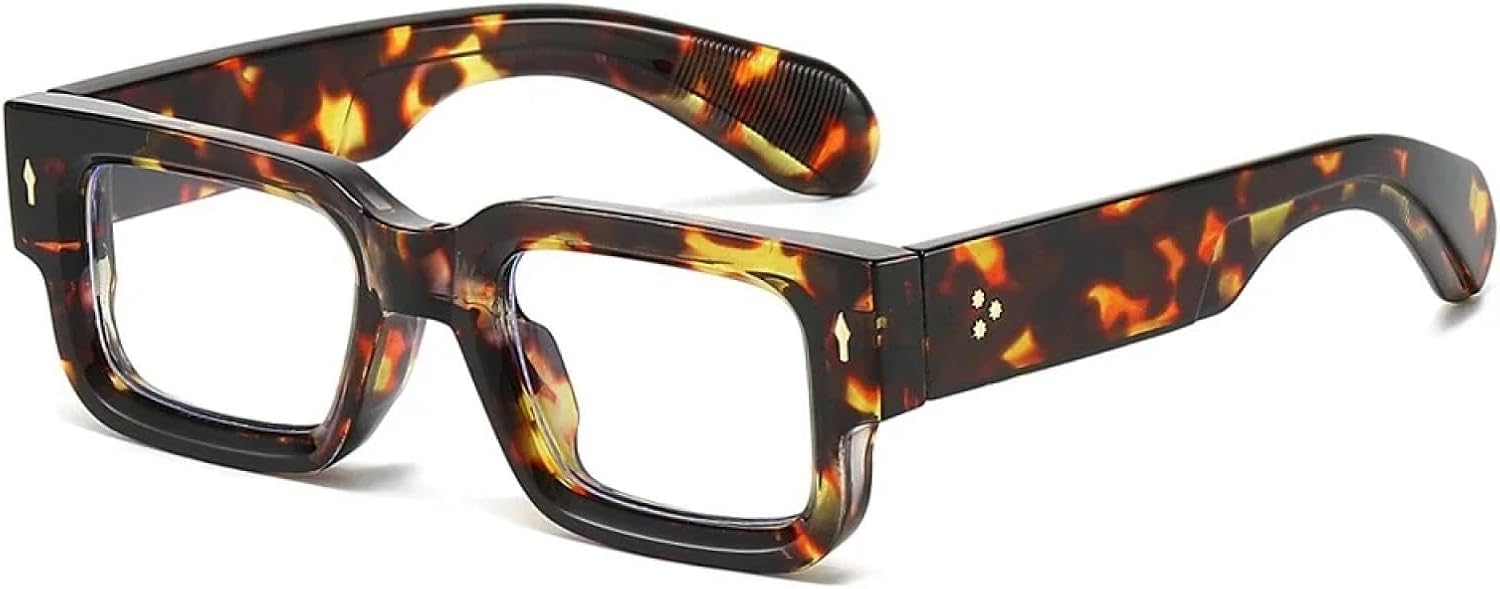 

Ретро солнцезащитные очки для женщин и мужчин в винтажном стиле, с маленькой толстой оправой, солнцезащитные очки с защитой от УФ-излучения UV400 TVTBBVV, Leopard Clear