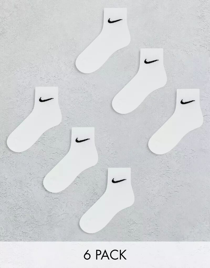 

Шесть пар белых носков с амортизацией Nike Everyday Cushioned