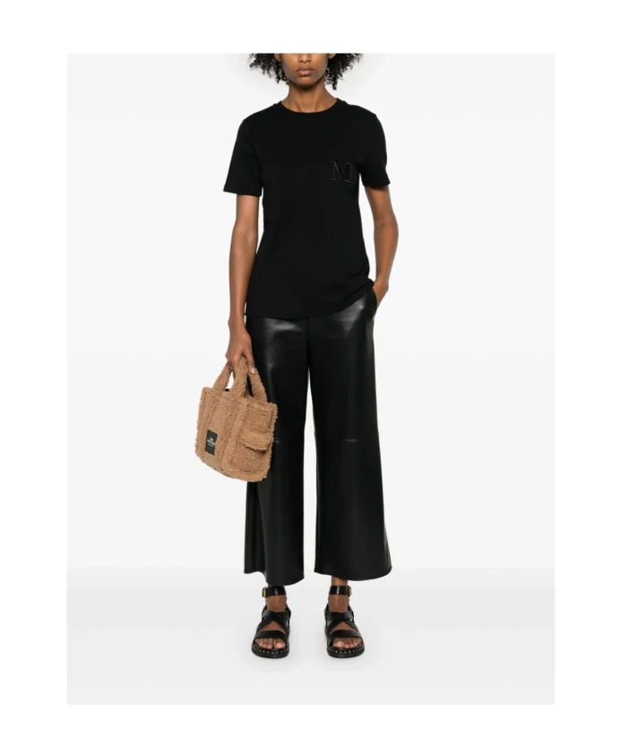 Черная хлопковая футболка с коротким рукавом Max Mara, черный — фото 3