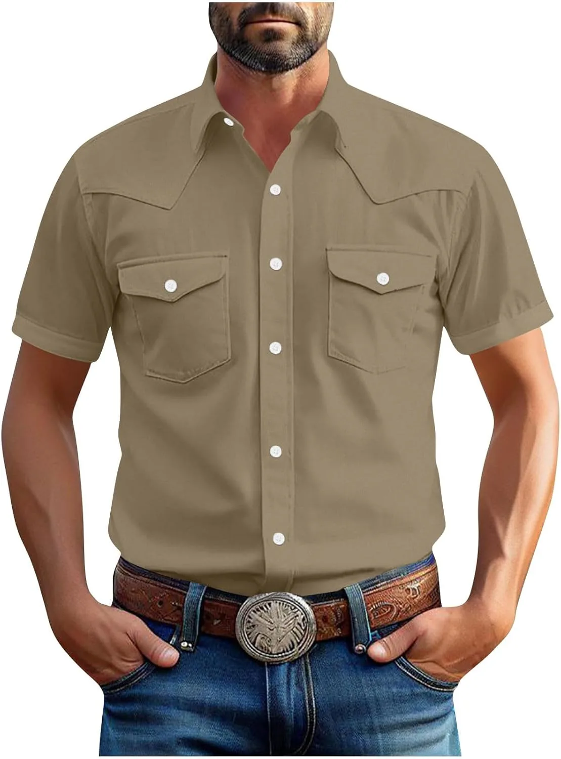 

Мужская рубашка-поло Cargo Plus Size с коротким рукавом