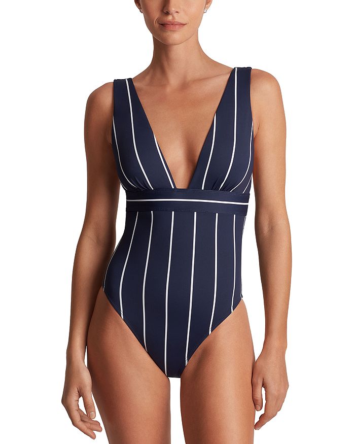 

Купальник с глубоким вырезом Ralph Lauren, синий