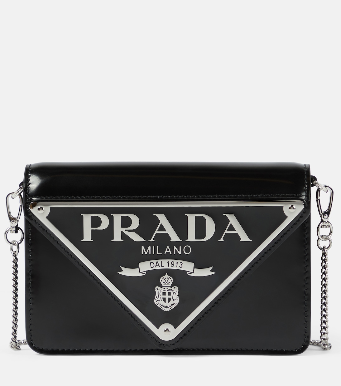 

Миниатюрная кожаная сумка через плечо Prada, черный