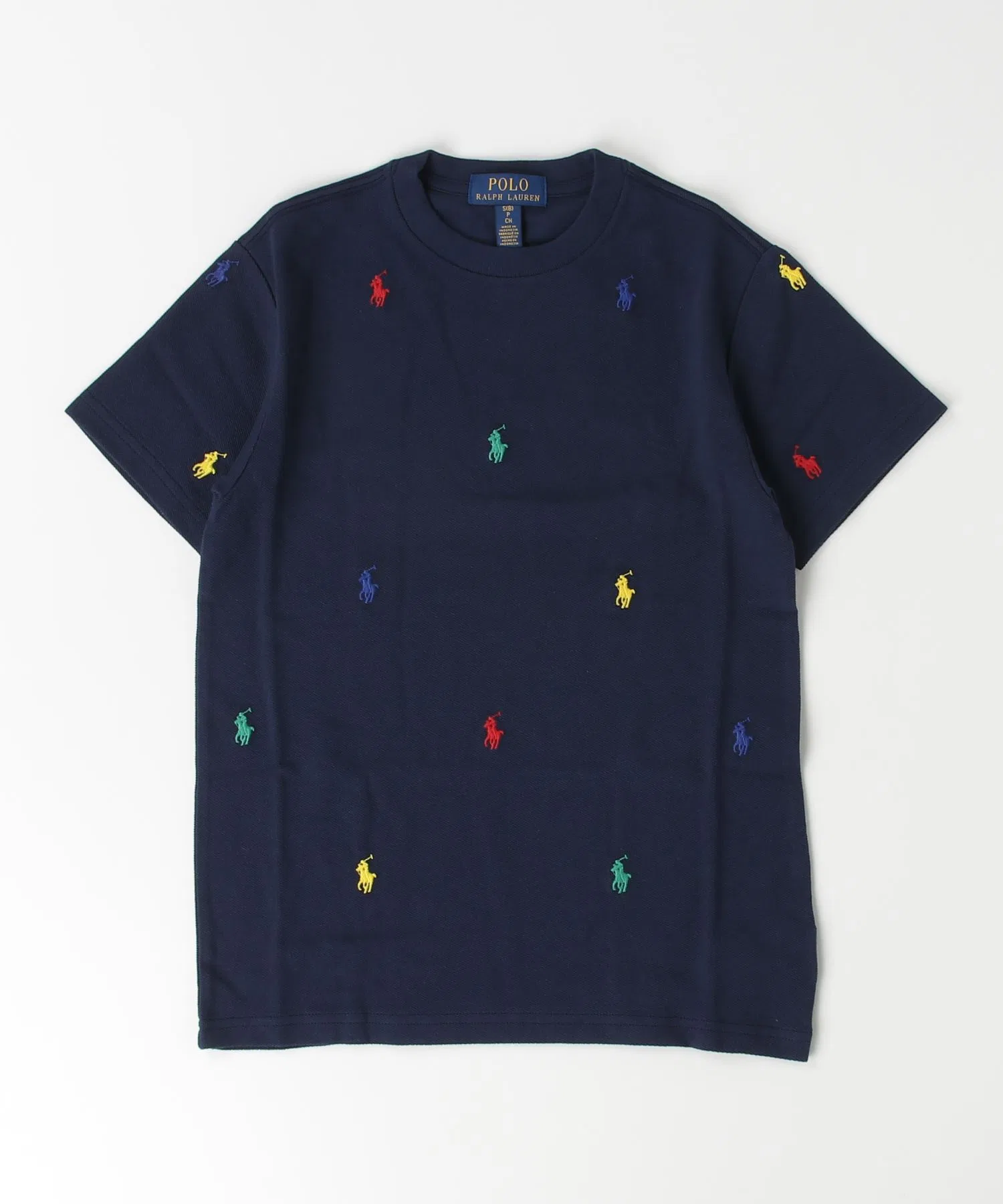 Детская хлопковая футболка-поло с вышивкой POLO RALPH LAUREN CHILDRENSWEAR тёмно-синяя — фото 3