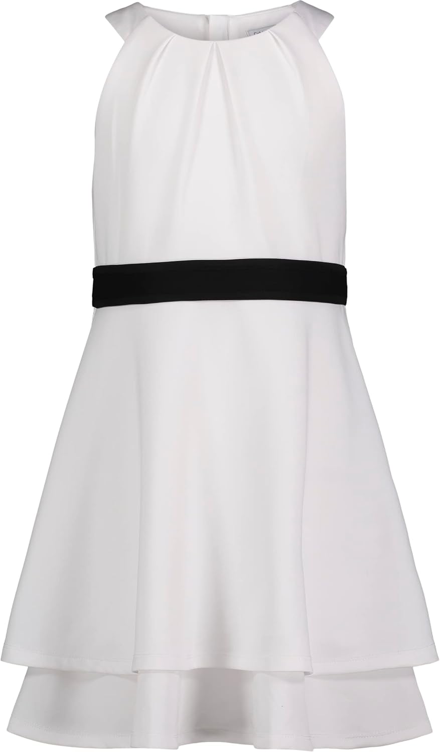 

Платье для вечеринки Calvin Klein для девочек Legacy, облегающий силуэт с расклешенной юбкой, White/Scuba