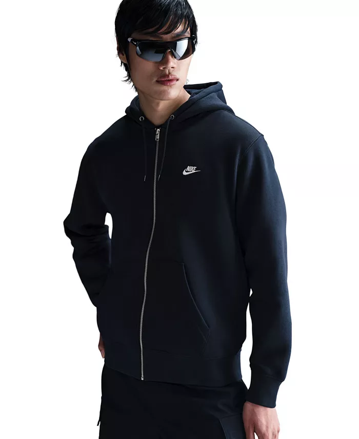 Мужская флисовая толстовка с капюшоном на молнии Nike, синий — фото 2
