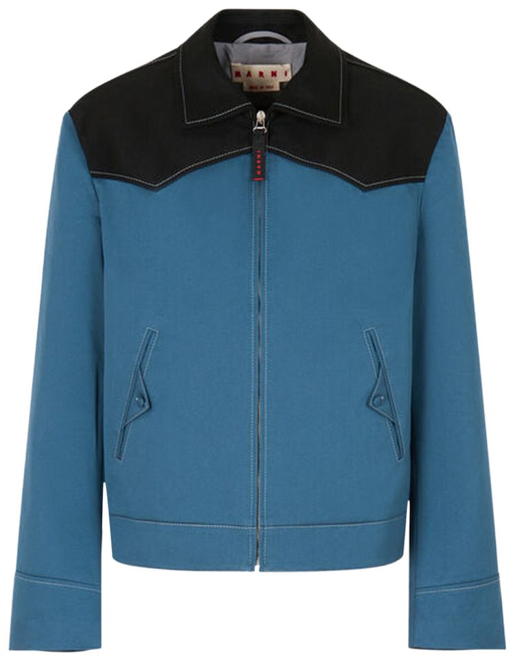 

Куртка Marni из габардина с контрастными кокетками, синий