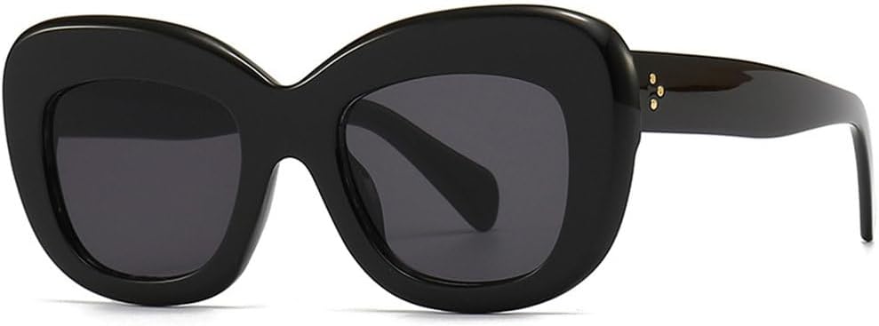 

Модные ретро-солнцезащитные очки большого размера для женщин и мужчин, модель «кошачий глаз», роскошные, с заклепками, модные женские очки с защитой от УФ-излучения UV400 TYUVIVO, Black Gray