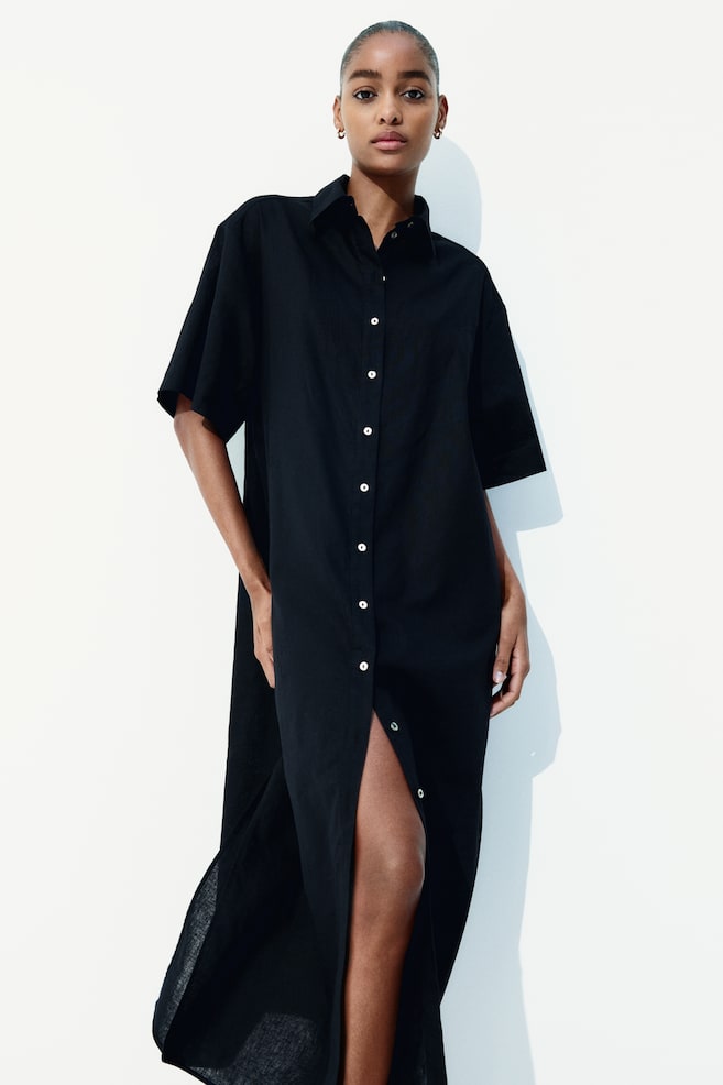 

Платье-Блузка из льняной смеси H&M, черный