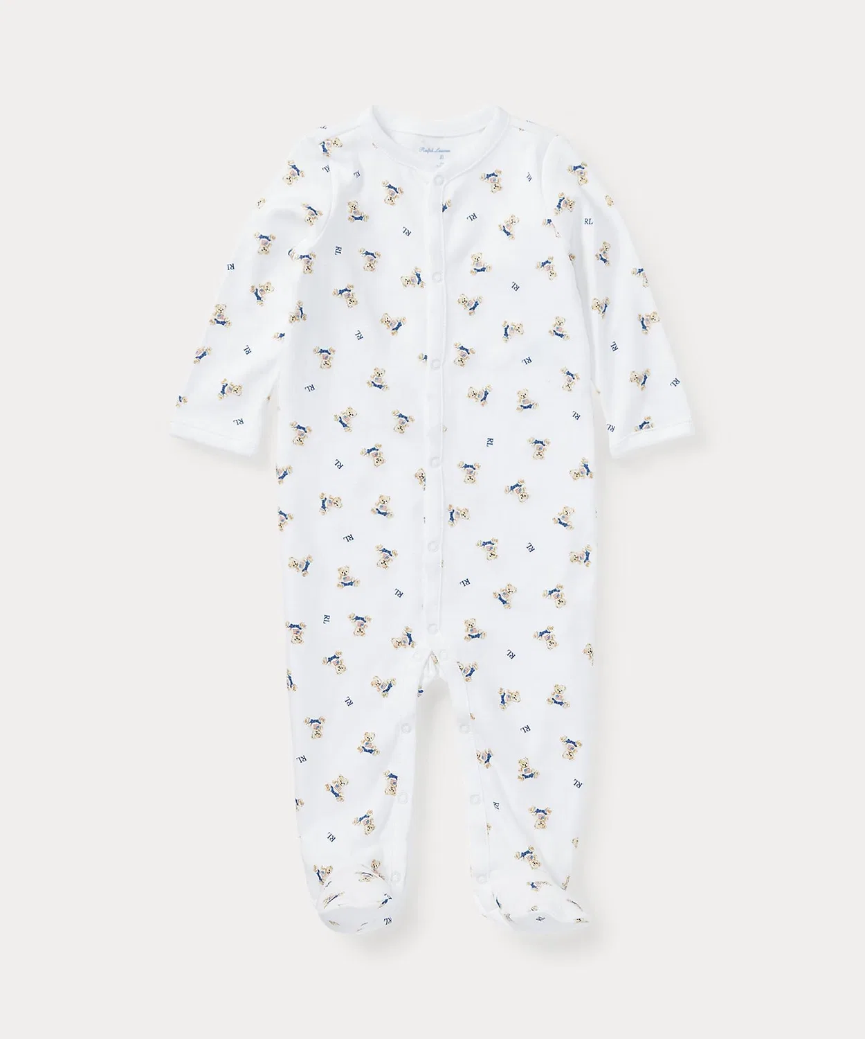 Детский комбинезон Polo Bear в полоску, Ralph Lauren, хлопок, белый