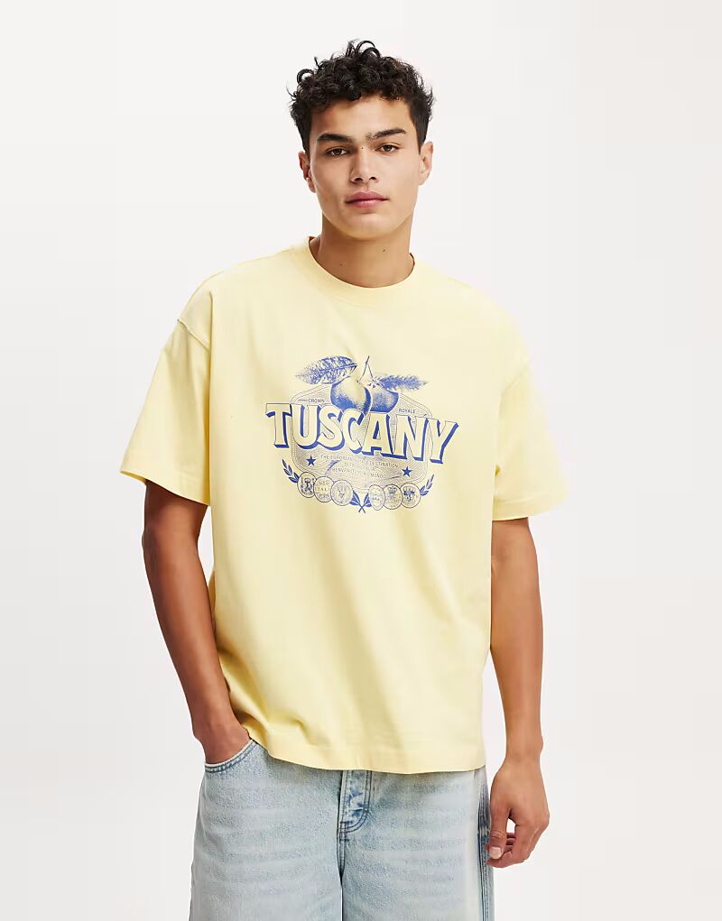 

Футболка с принтом Cotton:On Box fit желтого цвета