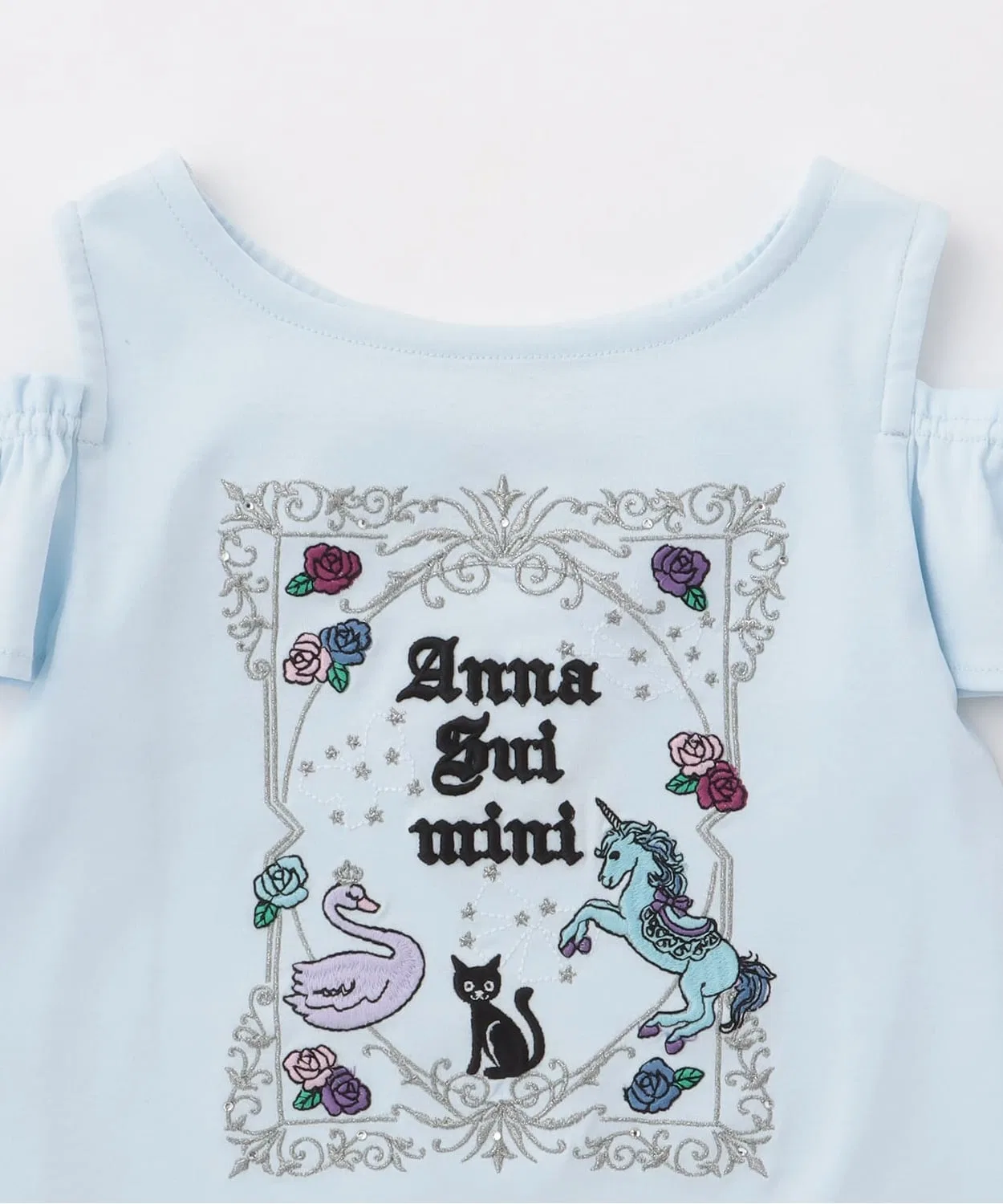 Детская футболка с вышивкой созвездий ANNA SUI mini розовая — фото 3