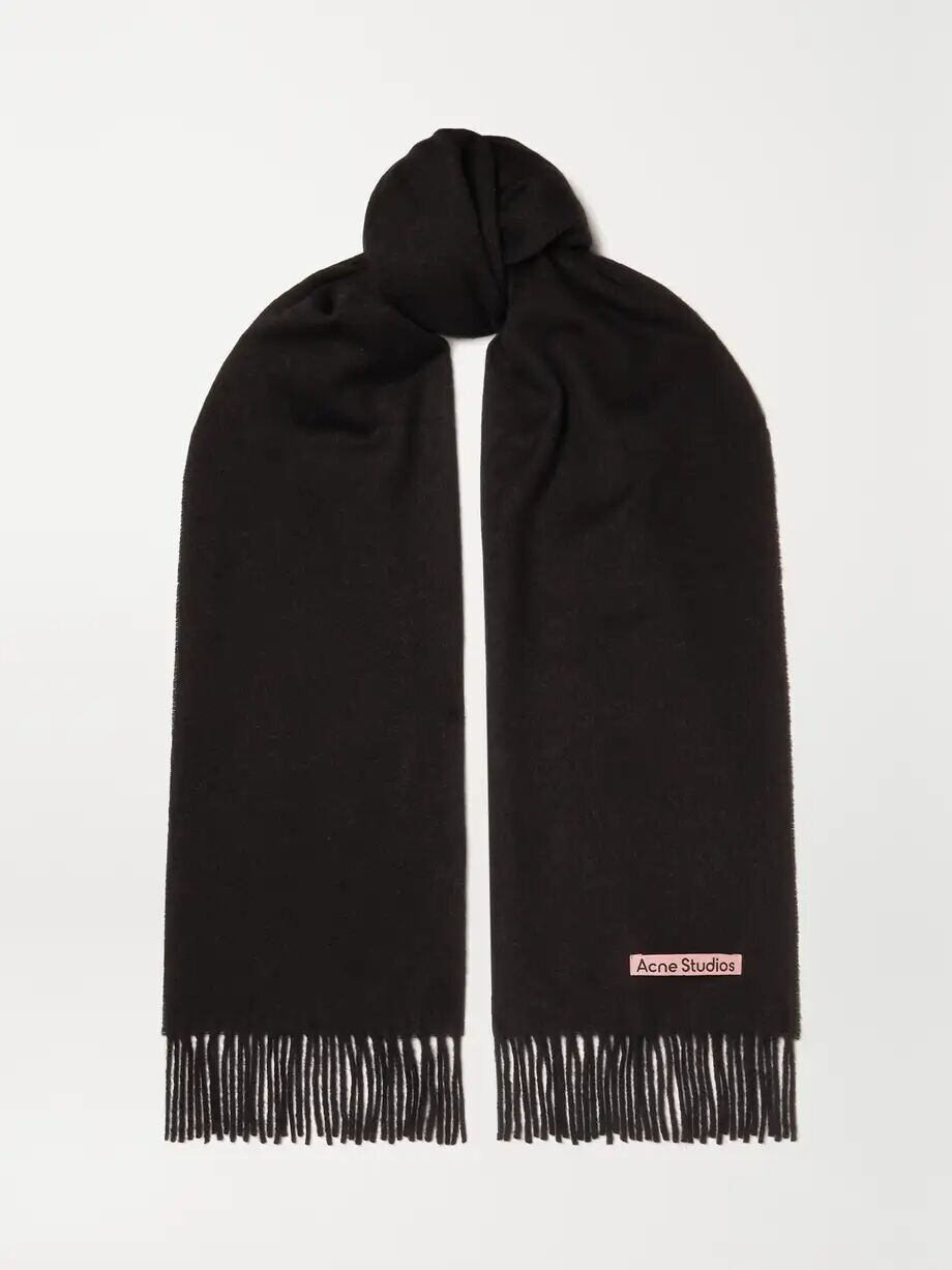 

Узкий шерстяной шарф Canada с бахромой Acne Studios, черный