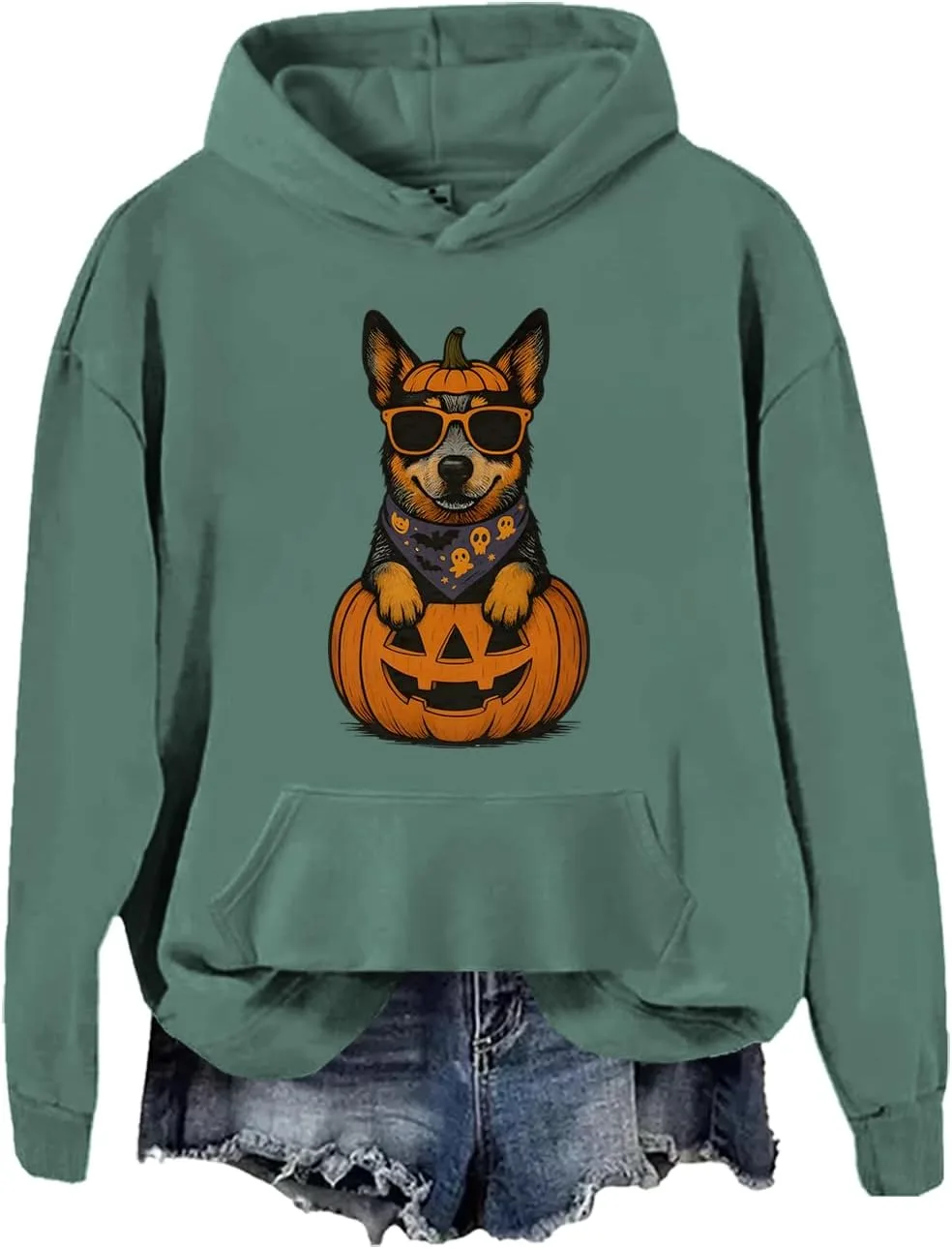 

Свитшот Halloween Blue Heeler с капюшоном и принтом