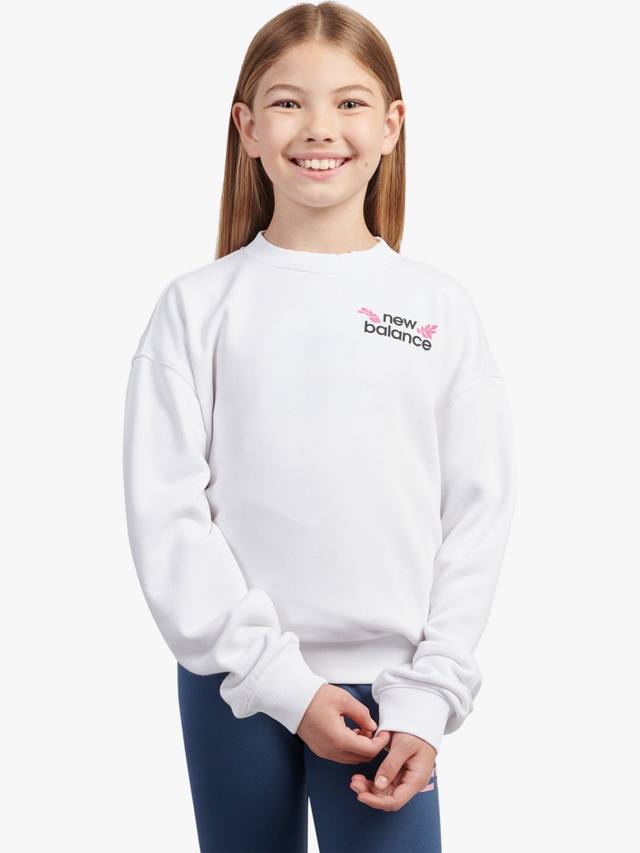 

Детский свитшот с длинным рукавом и цветочным принтом New Balance, Bright White