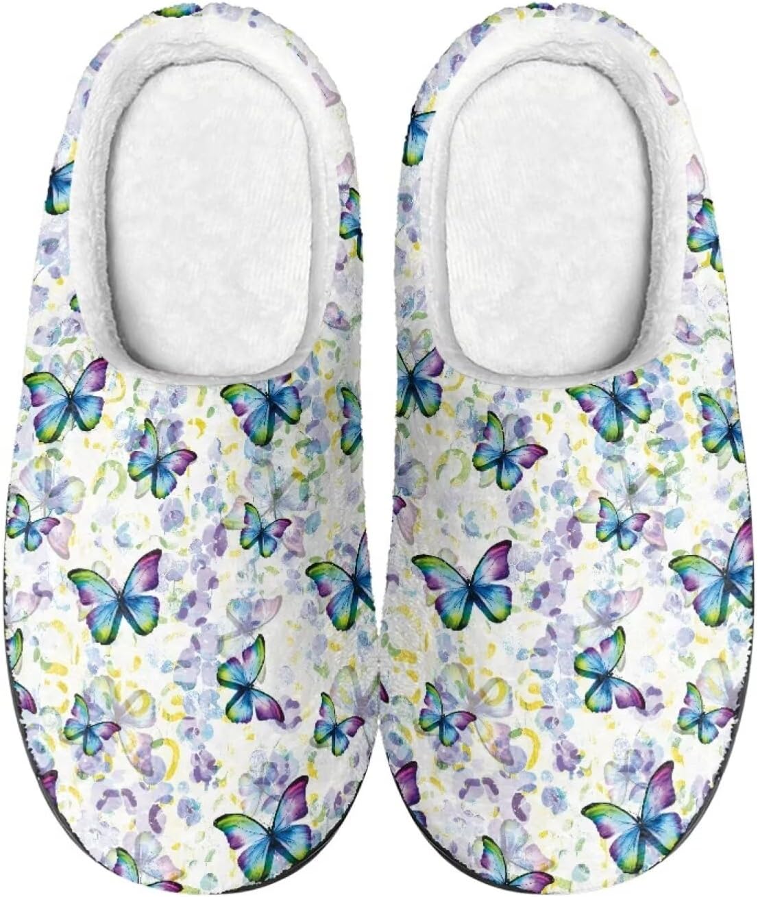 

Унисекс фланелевые тапочки Howilath с принтом бабочек, теплые, дышащие, с противоскользящей подошвой для дома, синий