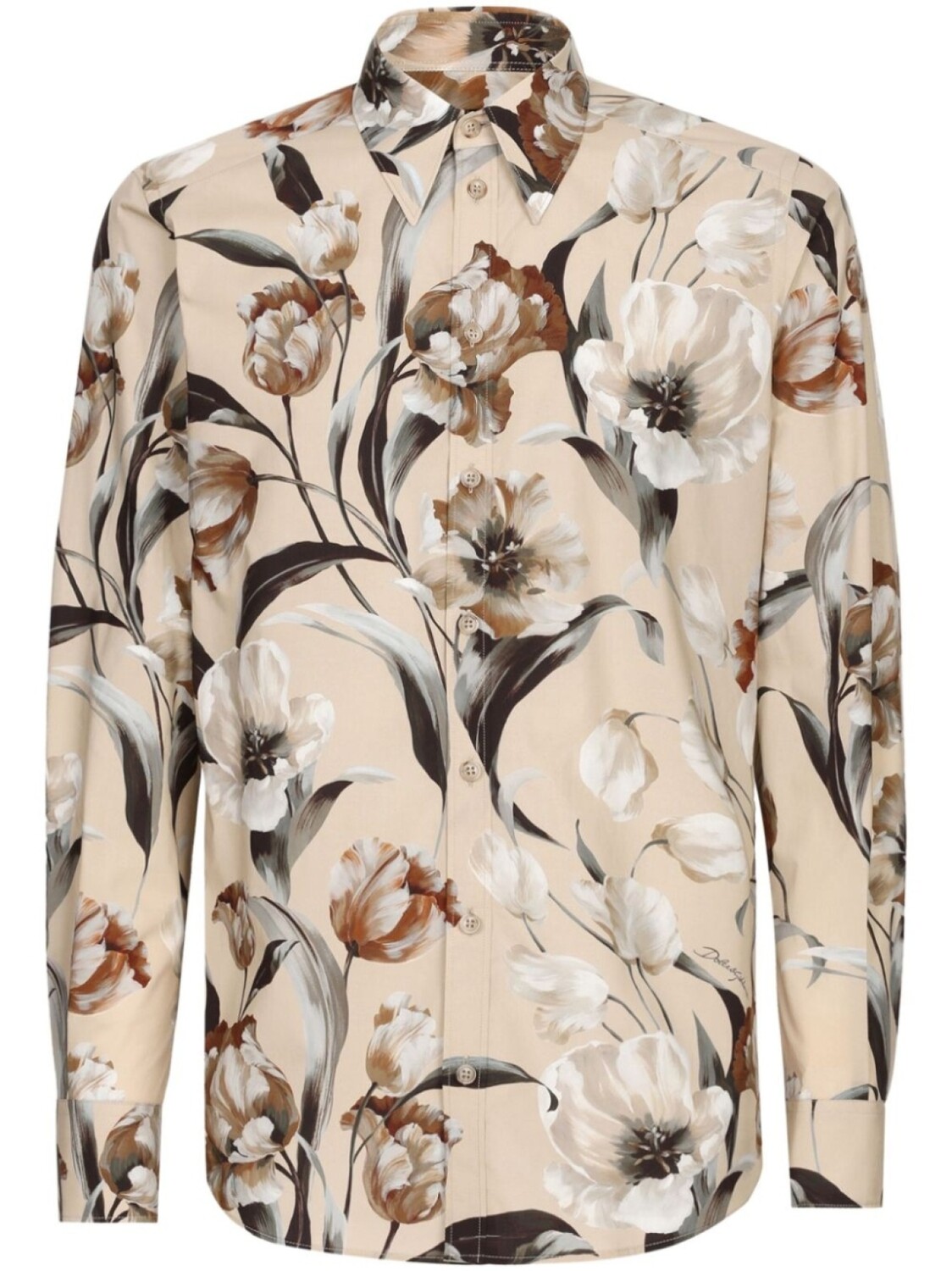 

Dolce & Gabbana рубашка из поплина с цветочным принтом, нейтральный цвет