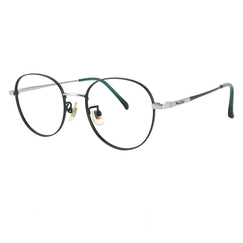 

MUZU Унисекс овальные очковые оправы из сплава, Dark green l silver-C30 frame
