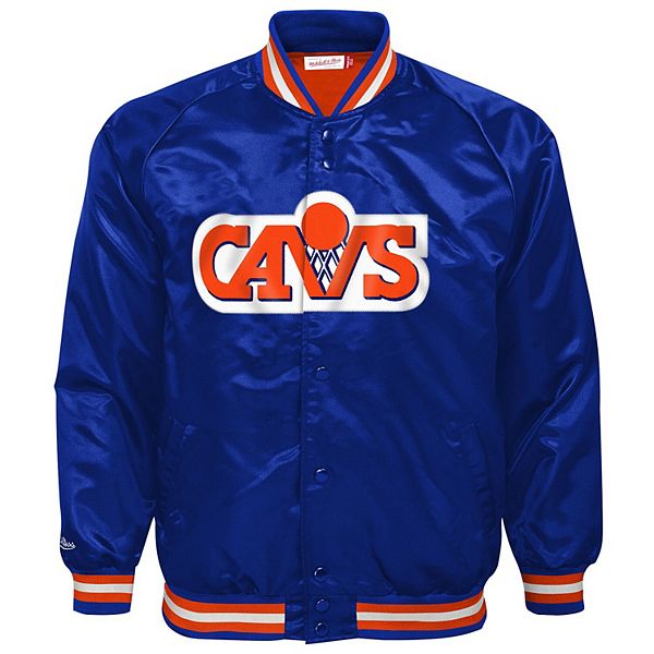 Молодежная синяя куртка Cleveland Cavaliers Hardwood Classics Satin Raglan на молнии Mitchell & Ness — фото 3