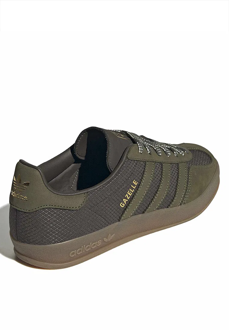 Кроссовки, Gazelle Indoor, Adidas, белый/оливковый — фото 3