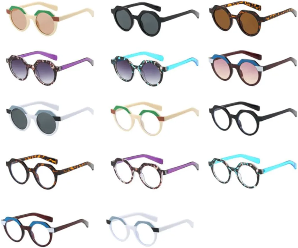 

Винтажные панк-солнцезащитные очки для женщин в многоугольной круглой оправе, модные мужские солнцезащитные очки с защитой от УФ-излучения VVTWSSW, Leopard Clear