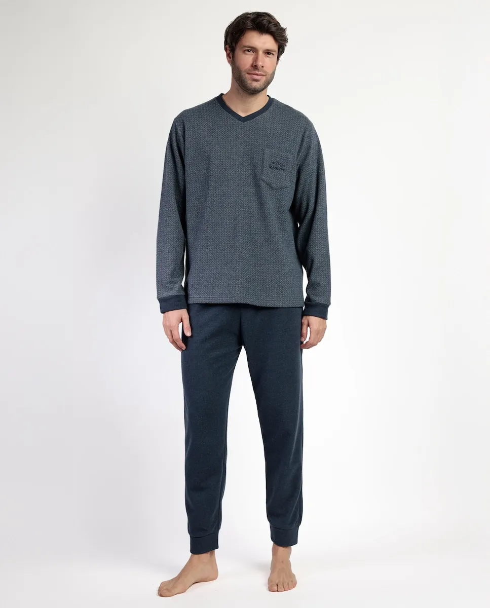 

Длинная мужская пижама из миланской вязки серого цвета Admas