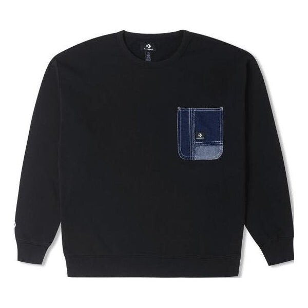 

Свитер denim patchwork crew sweatshirt 'black' Converse, черный