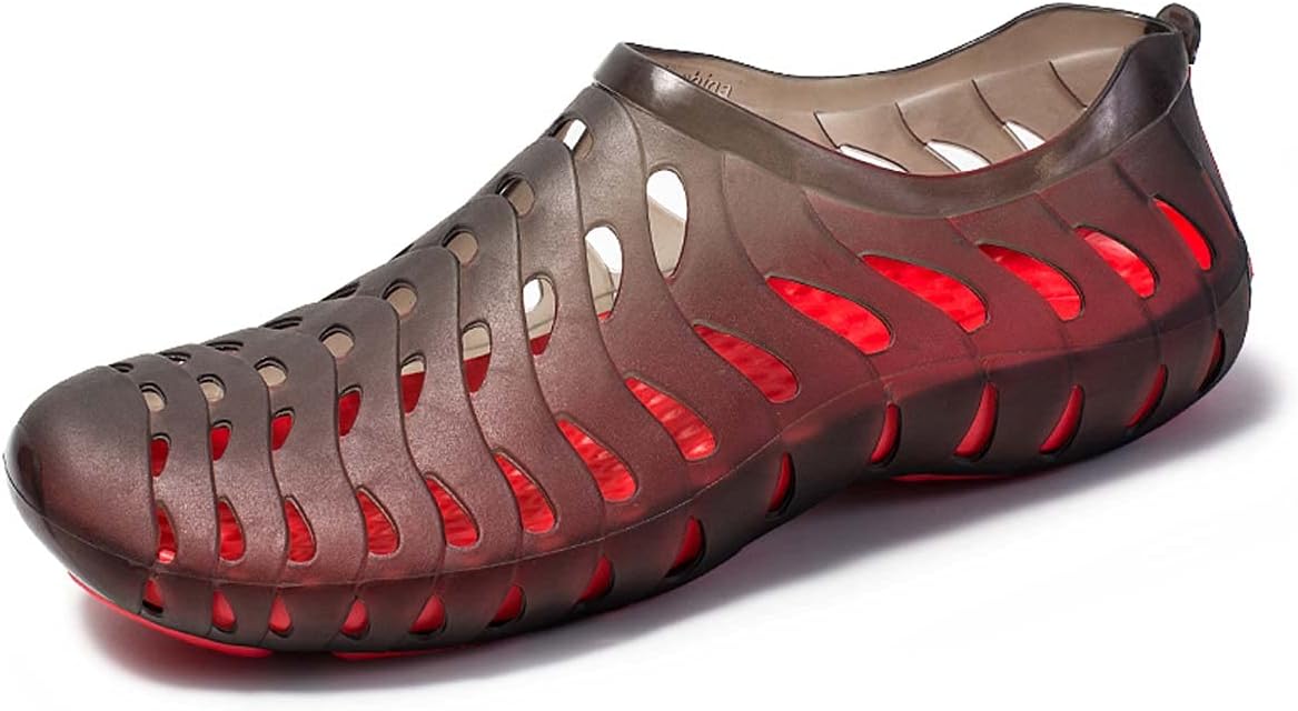 

Легкие дышащие нескользящие садовые сандалии HYDLONGR для мужчин и женщин, быстро сохнущие водные туфли с отверстиями для пляжа и каякинга, черный/красный