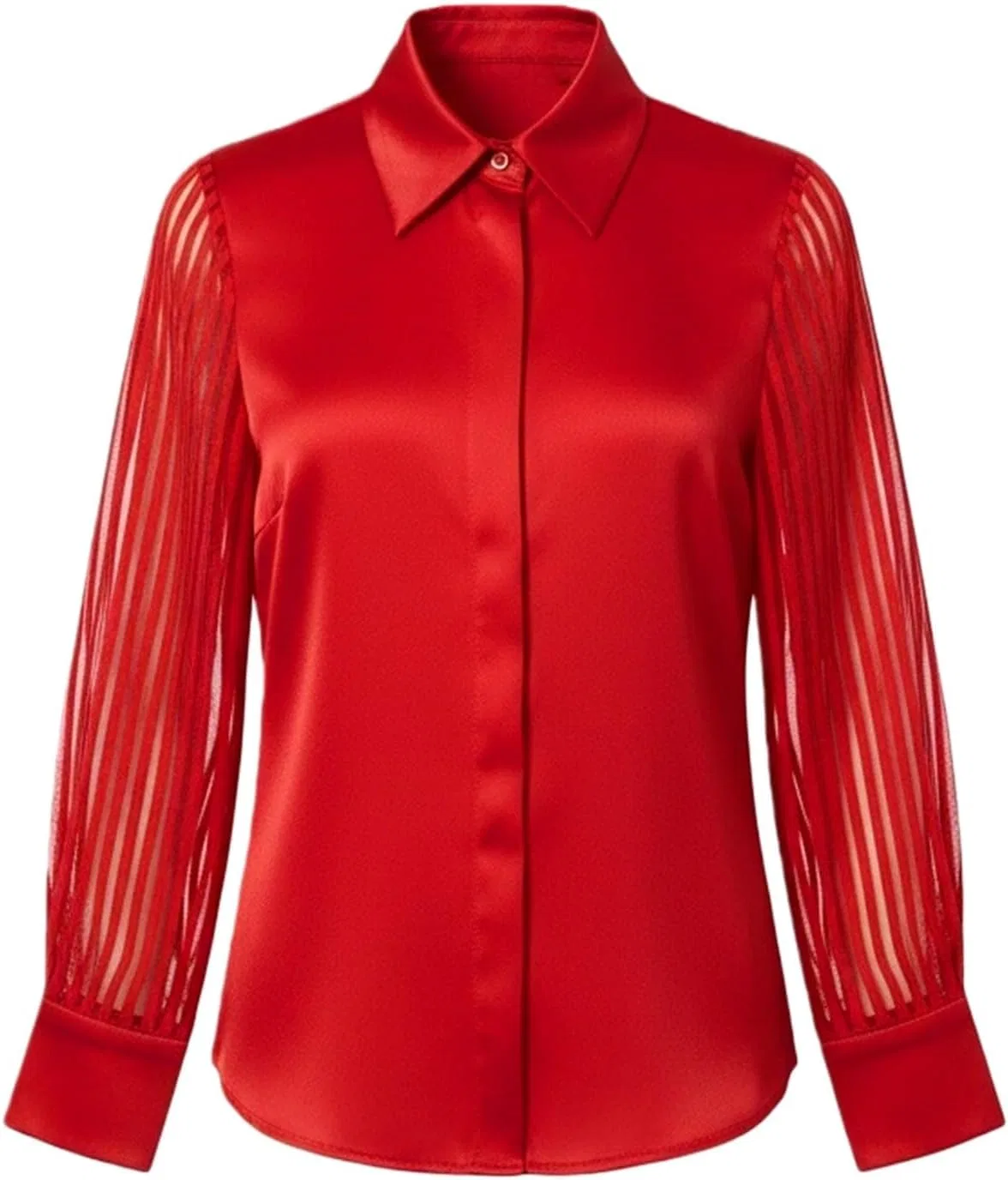 Блуза с воротником, четырехсторонняя ткань, Button-Down Shirt, красный — фото 3