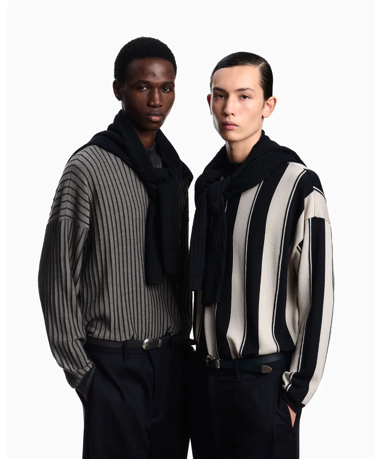 Свитер Emporio Armani из чистой шерсти с интарсией, темно-синий — фото 4