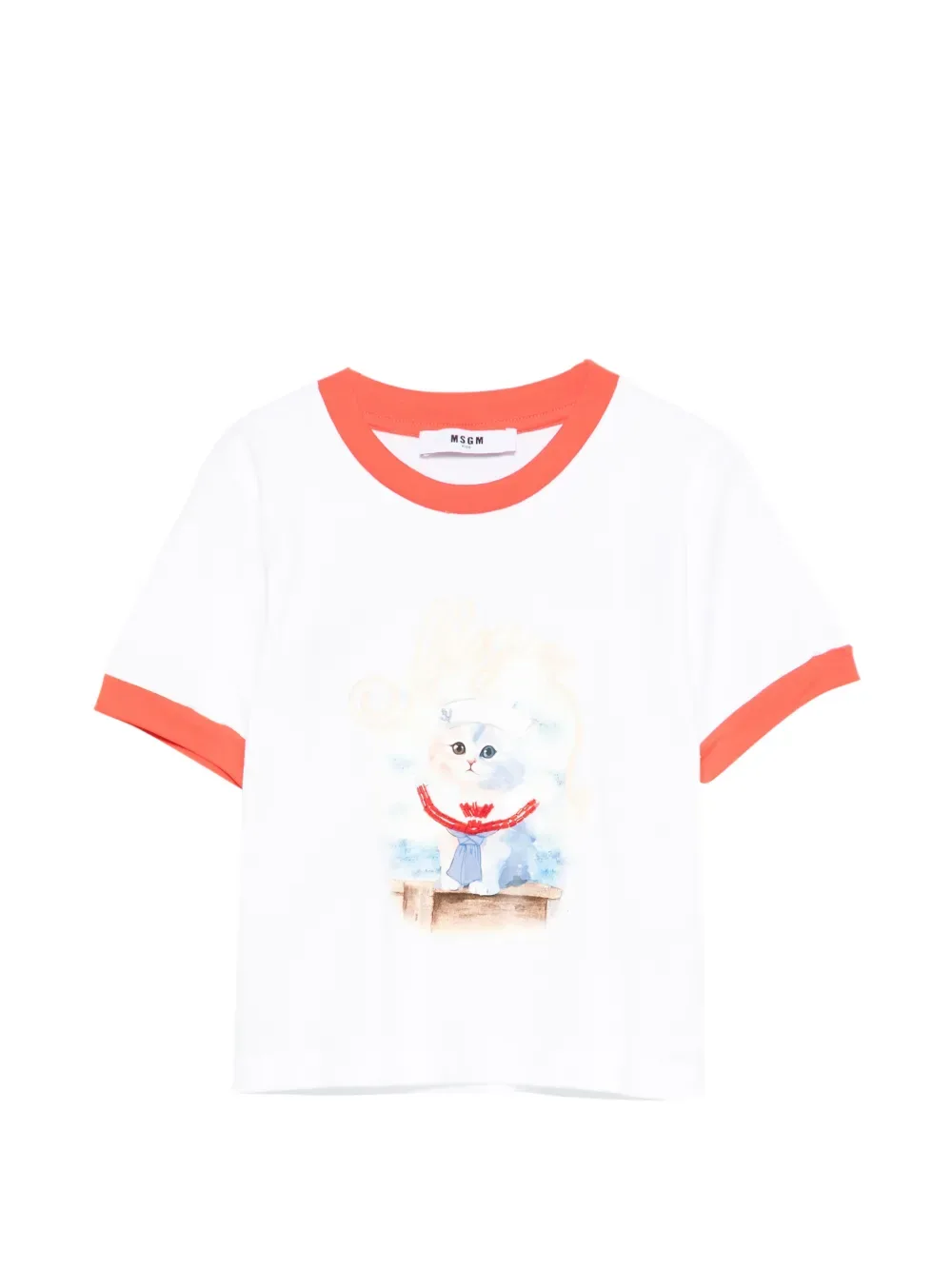 Футболка с принтом и короткими рукавами MSGM Kids, белый