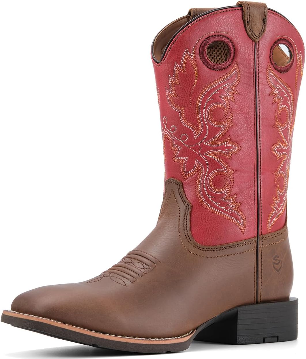 

SUREWAY Мужские Западные Ботинки - Мужские Ковбойские Ботинки с Квадратным Носком, Масло/Противоскользящие, Прочные Модные Классические Ботинки 25 см, Полусапоги Средней Высоты с Мягким Носком Wellington, Crazy Crunch Tan