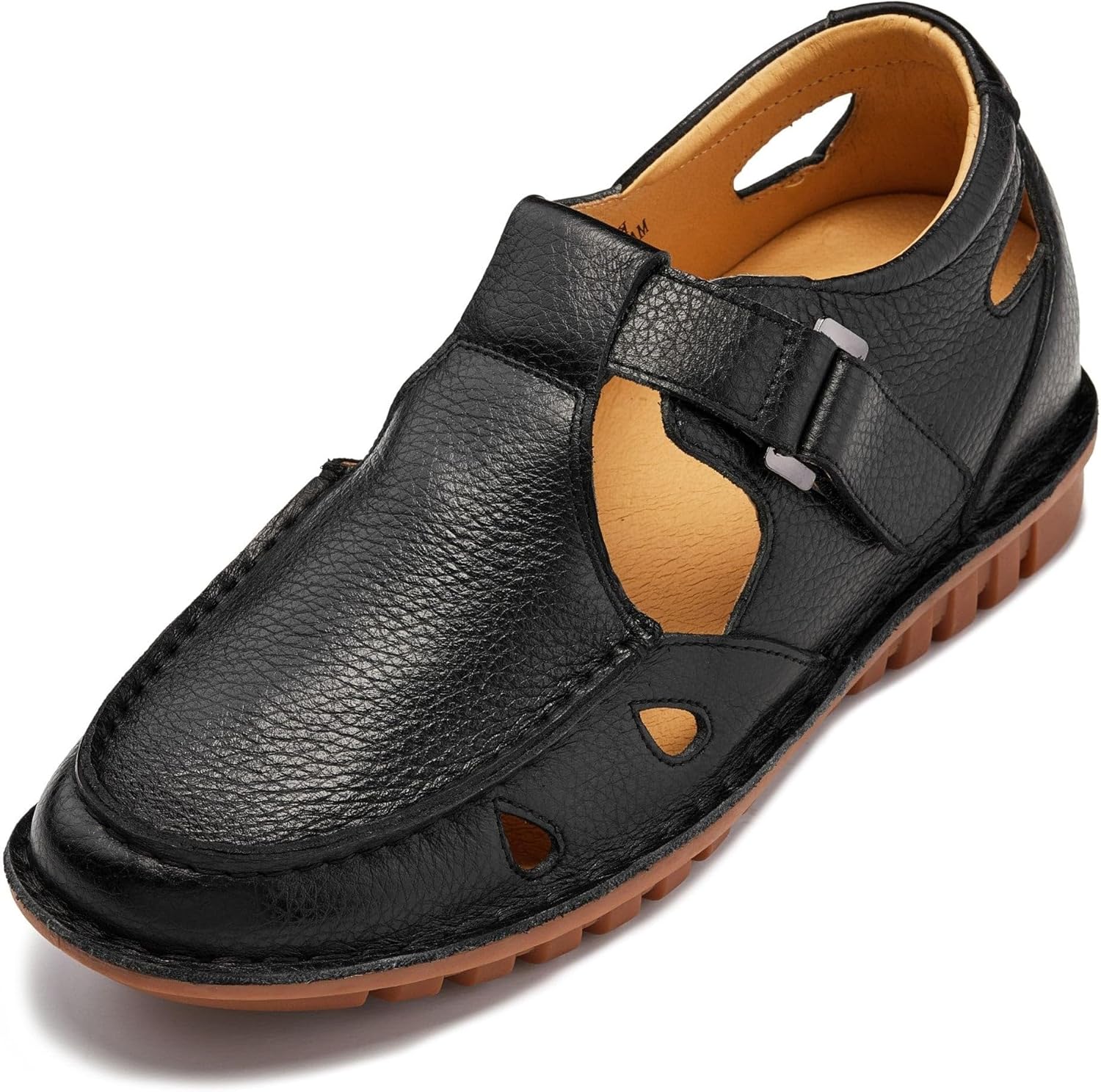 

Мужские невидимые увеличивающие рост туфли CALTO - коричневый кофе, премиальная кожа, легкие повседневные сандалии-рыбацкие - на 7 см выше - K0752 - размер 11 D(M) US