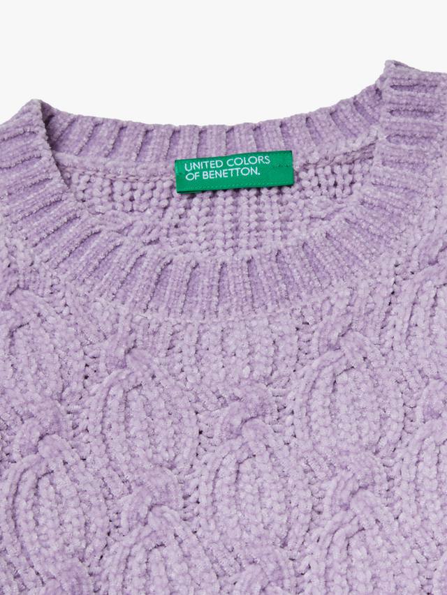 Детский свитер с воротником-гольф из шенилла Benetton, Violet — фото 3