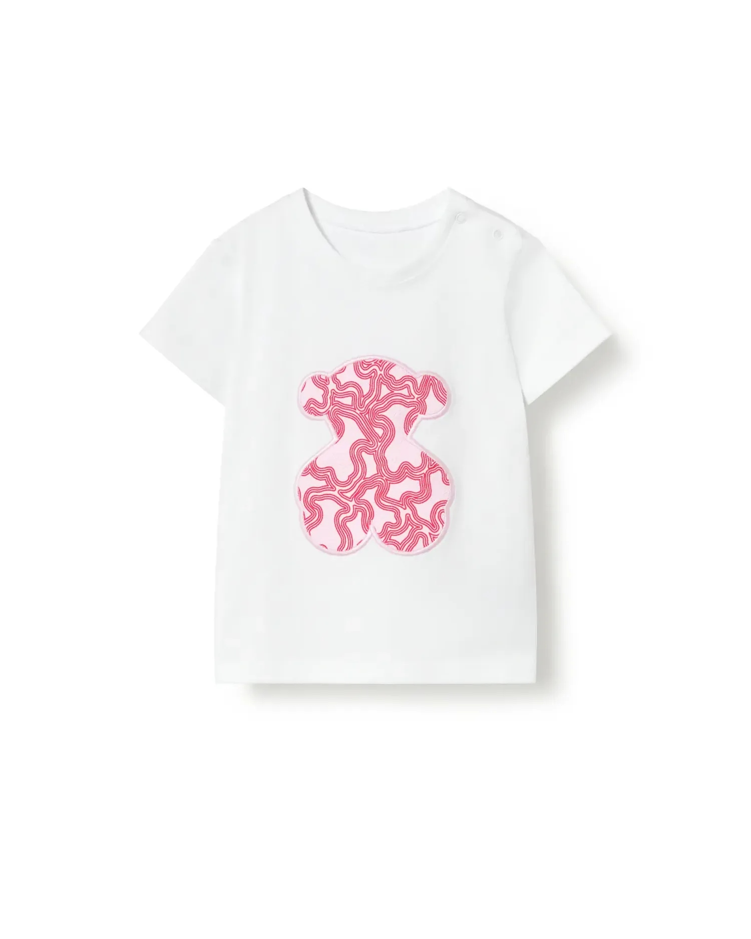 Детская пляжная футболка с передним принтом медведя Kaos Tous, белый / розовый