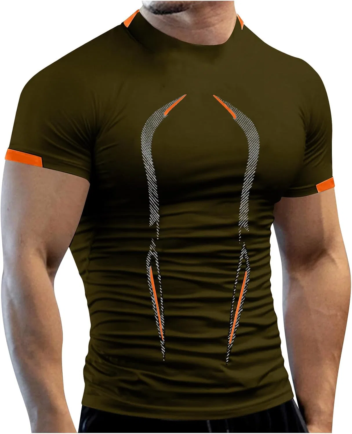 Мужская компрессионная футболка с коротким рукавом, Army Green