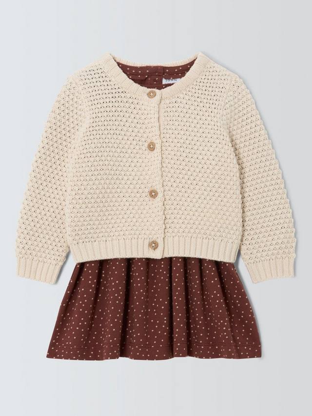 

Детский комплект с платьем в горошек и кардиганом John Lewis, Multi