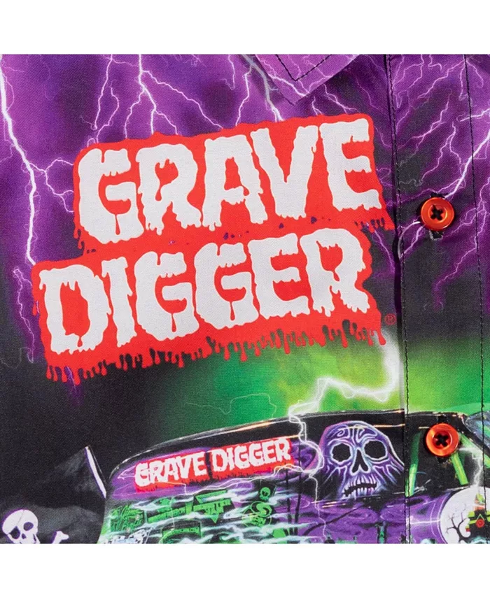 Гавайская рубашка на пуговицах Grave Digger Monster Jam, фиолетовый — фото 3