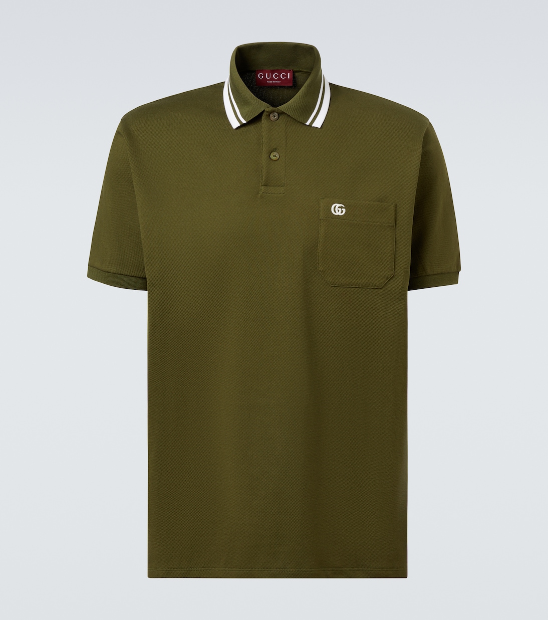 

Поло из пике с хлопком Double G Gucci, Military Green
