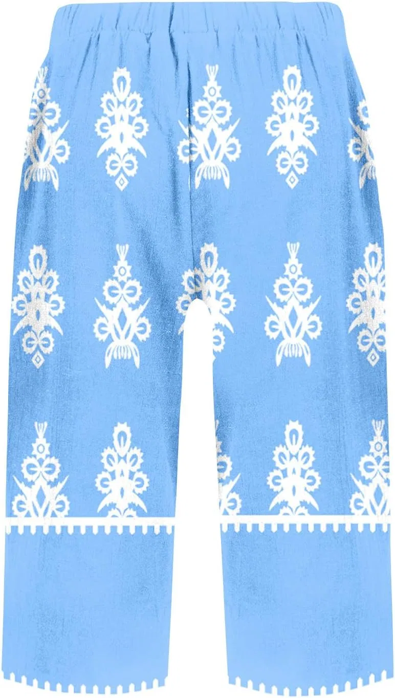 Шорты бермуды женские из хлопка и льна, Oi352-light Blue — фото 3