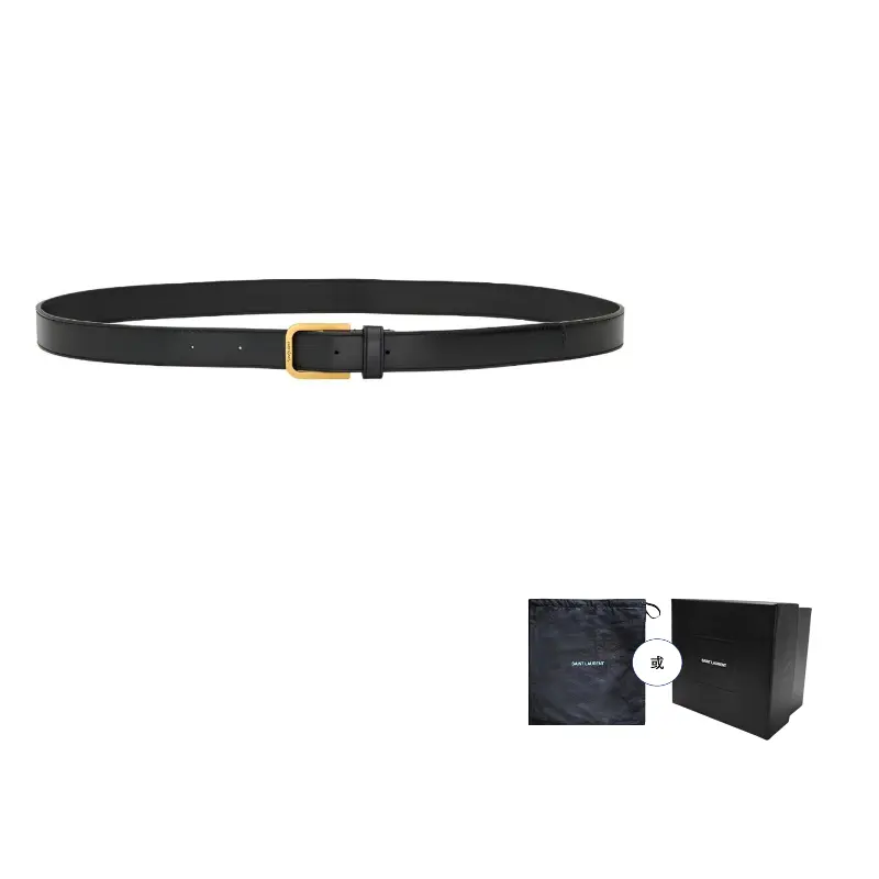 

SAINT LAURENT Минималистичный ремень с гравировкой логотипа, Black